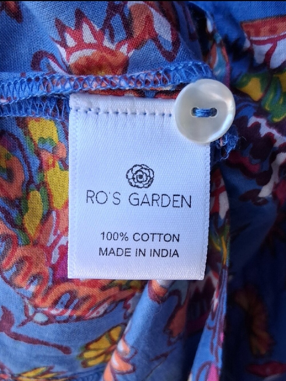 Ro's Garden Blair Blue Floral Button-Front Midi Dress M - Picture 2 of 9